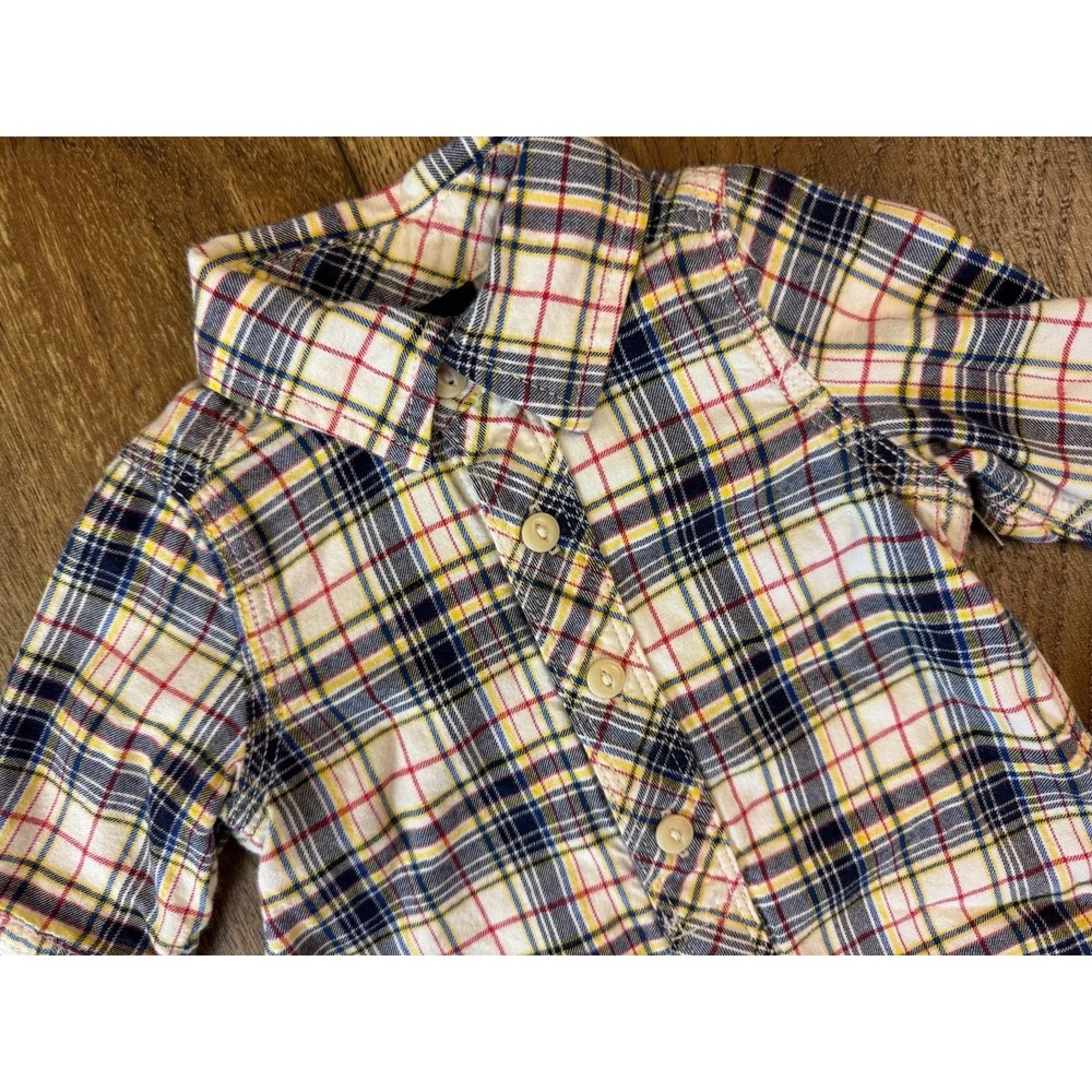Vintage Baby Gap 0/3 Months Plaid Romper Jersey Lined Coverall Outfit Button Up‎